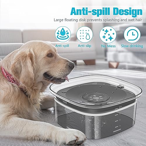4L Dog Water Bowl No Spill Large Capacity Slow Drinking Water Feeder