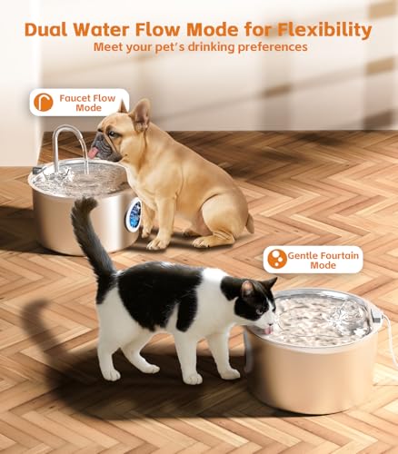 108oz 3.2L Stainless Steel Cat Water Fountain with Detachable Tank