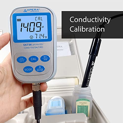 SX736 pH/DO/Conductivity/TDS/Salinity/Resistivity Portable Handheld Multiparameter 7-in-1 Meter Kit