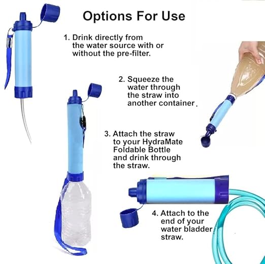 Galaxy Personal Portable Water Filter Straw Filtration Purifier for Hiking, Camping, Hunting, Backpacking, Travel, Outdoor Emergency Survival Detachable Drinking One Pack