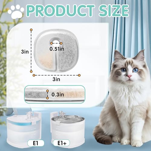 16 Pcs Cat Water Fountain Filter Compatible with E1 (16 Count)