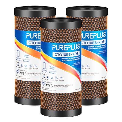 5 Micron 10" x 4.5" Whole House Coconut Shell Activated Carbon and KDF Water Filter (3 Count)
