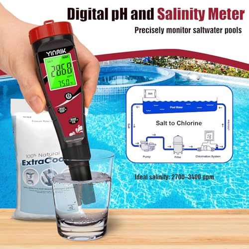 Pool Chlorine pH Meter Digital Salt pH Tester for Salt Water Pool