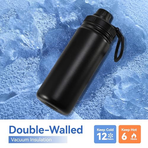 16 oz Kids Water Bottle for School Stainless Steel Double Wall Vacuum Insulated Water Bottle with Straw lids & Spout Lid (8 Count)