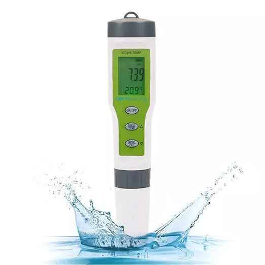 3-in-1 Waterproof Multifunction Digital Meter, Measures Electrical Conductivity (EC), pH and Temperature Functions Specially Designed for Hydroponic Systems
