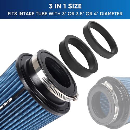 3 3.5 4 Inches Cold Air Intake Filter 76mm 89mm 101mm High Performance Washable Clamp