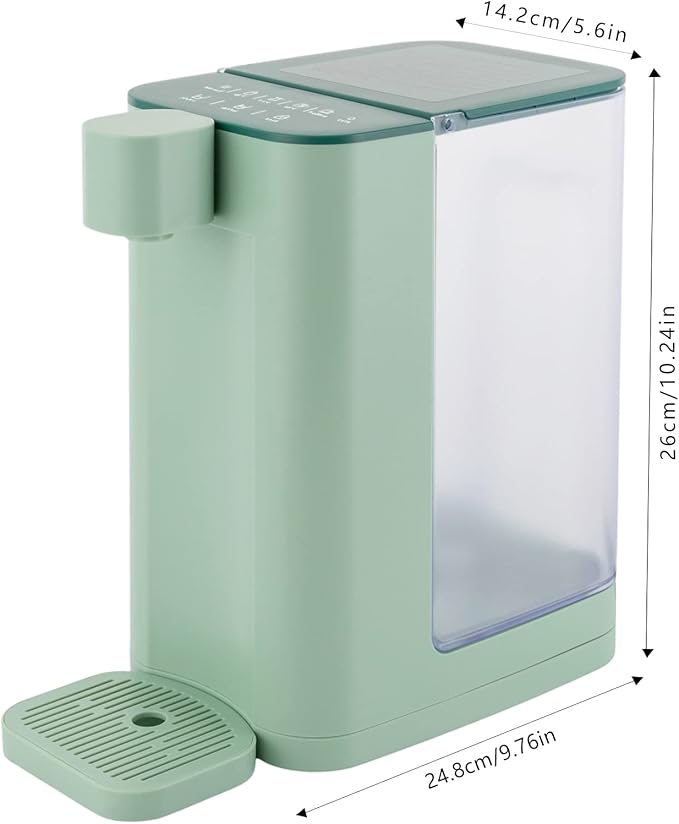 Electric Kettles, 102z Low-Noise Instant Hot Water Dispenser with Adjustable 5 Temp &2 Water Volume Dispense, Electric Water Filter Dispenser for Homes, Offices and Schools (Green)