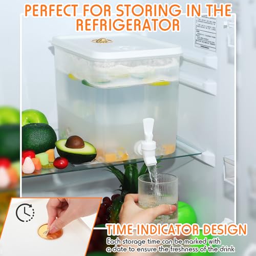 6 Pack Drink Dispenser for Fridge with Spigot (12 Gallon Count)