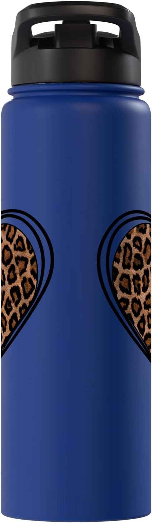 Heart Shape - Cute Cheetah Leopard Print Graphic Stainless Steel Insulated Water Bottle