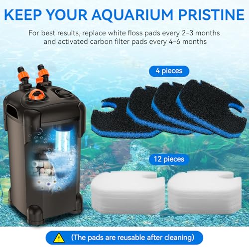 16 Pack Aquarium Canister Filter Pads Compatible with AMOSIJOY and PONDFORSE 172 (16 Count)