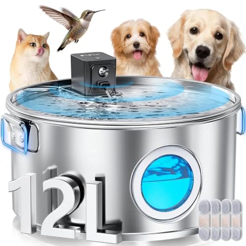 3.4G Wireless Dog Water Fountain Stainless Steel for Large Dogs Inside