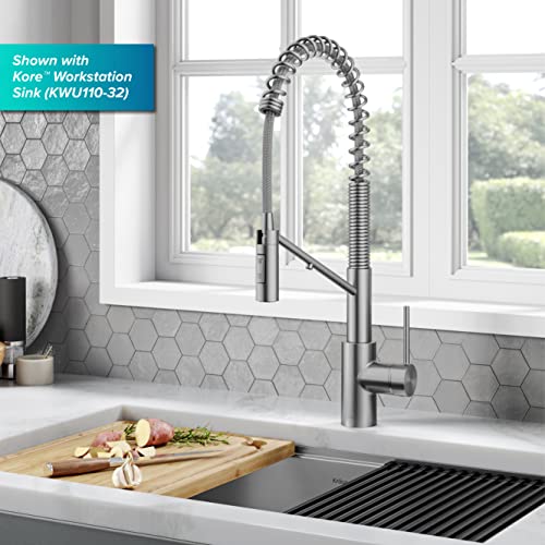 Oletto 2-in-1 Commercial Style Pull-Down Single Handle Water Filter Kitchen Faucet for Reverse Osmosis or Water Filtration System in Spot-Free Stainless Steel, KFF-2631SFS