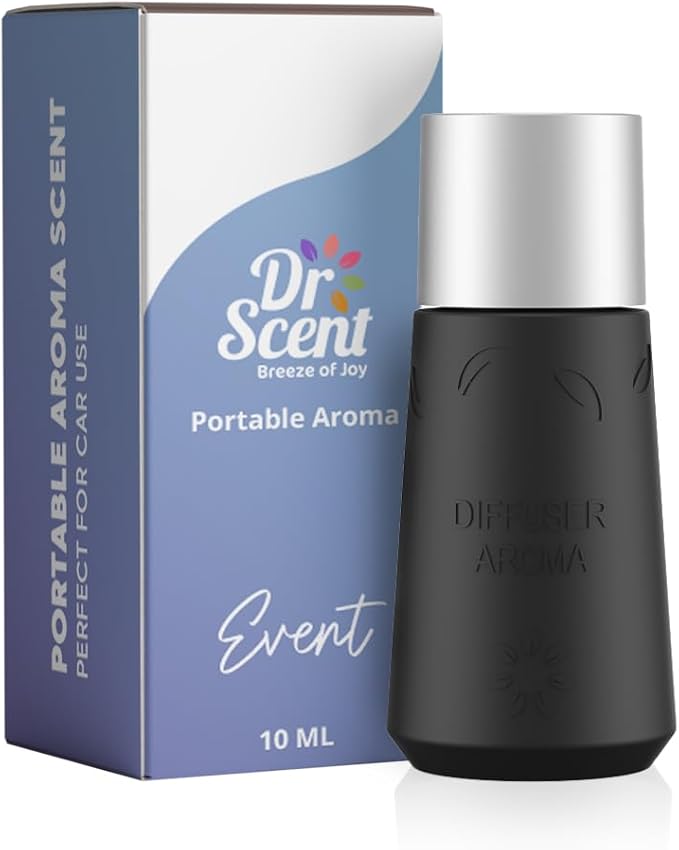 Combo Pack - Dr Scent Car Diffuser Fragrance Machine (Black) with Portable Aroma (10ml) (Event)