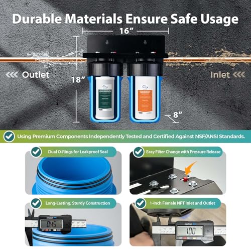 WGB21B-CPB 2-Stage Whole House Water Filtration System Reduces Cadmium, Mercury, Sediments, Chlorine, and up to 99% Lead, 1" Inlet/Outlet Ports