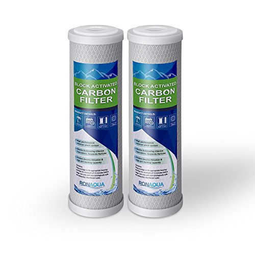 Block Activated Carbon Coconut Shell Water Filter Cartridge 5 Micron for RO & Standard 10” Housing WELL (2 Count)