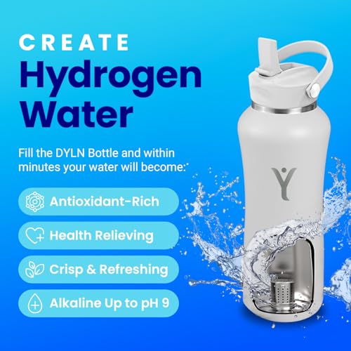 DYLN Hydrogen Water Bottle 40 oz Black Stainless Steel Alkaline Water
