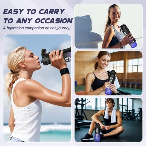 Water Bottle 32 oz Motivational Time Marker Tritan Bottle