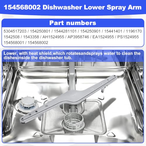 154568002 Dishwasher Lower Wash Arm Assembly for Frigidaire Electrolux Dishwasher Bottom Lower Spray Arm 154414102