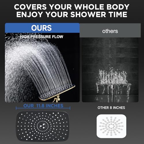 Gold 11.8" High Pressure Shower Head with Handheld