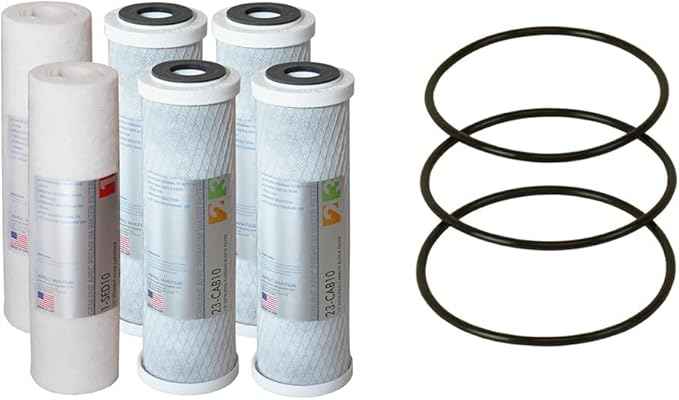 Filter-SETX2 US Made Double Capacity Replacement Stage 1-3 & Replacement ORing for ROES-50 3.5" OD Reverse Osmosis Water Filter Housings