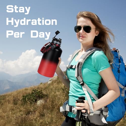 1 Gallon Water Bottle Insulated 128oz Stainless Steel Jug