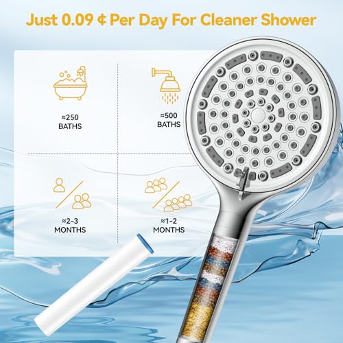 6 Spray Modes Filtered Handheld Showerhead Set