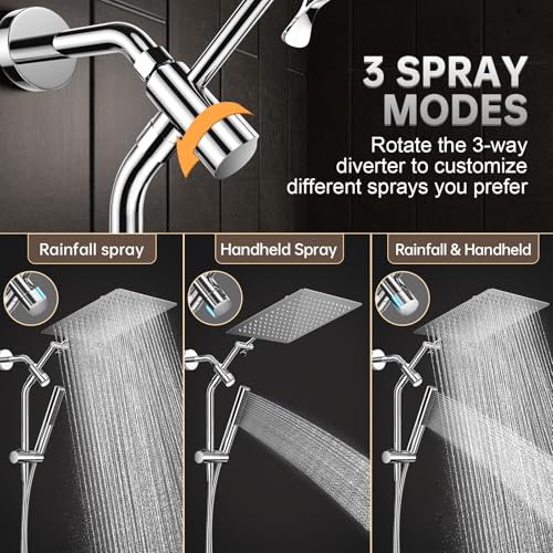 All Metal 12" Luxurious Shower Head with Handheld