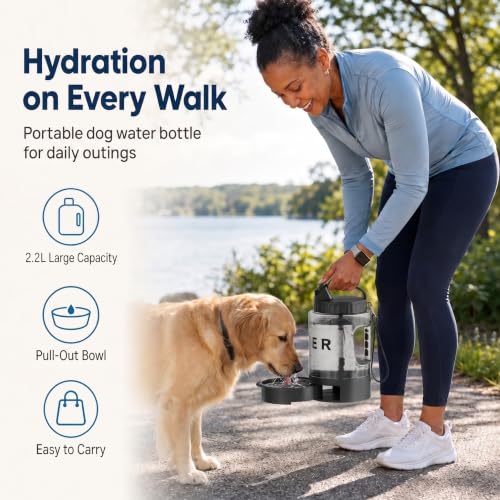 Portable Dog Water Bowl Dispenser (77 Fl Oz)