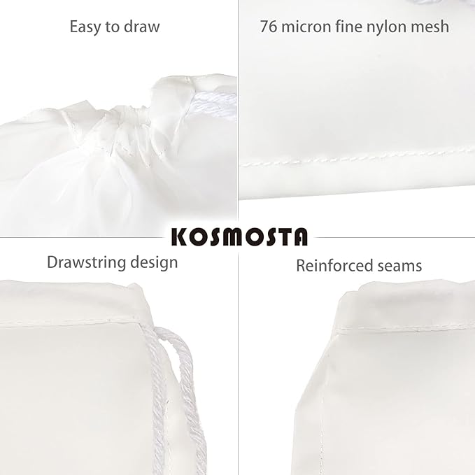 2 Pack 12.2×17.7inch nut bag strainer with Fruit Roll Sheets, 100 Micron Fine Mesh Nylon Cheese cloths Multi-use Food Grade Almond Nut Milk Bags,Nylon Food strainer bags & yogurt strainer