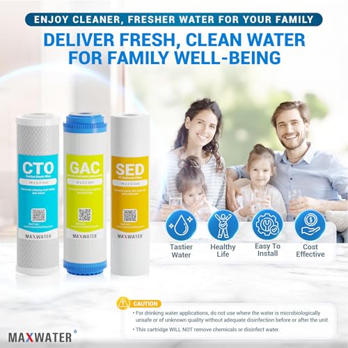 5 Micron Replacement 10 x 2.5 inch Filter Cartridge Set For Standard RO (3 Count)
