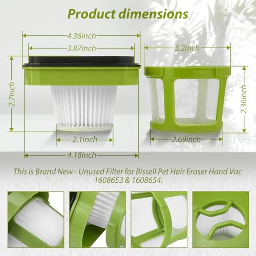 Replacement Vacuum Filter for Bissell Pet Hair Eraser Hand Vacuum Cleaner Models 1782 17823 Replaces Part Numbers 160 (3 Count)