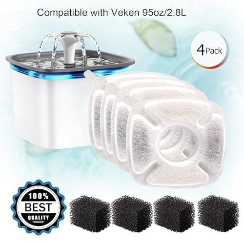 8 Pcs Replacement Filters & Sponges for Veken 95oz (8 Count)
