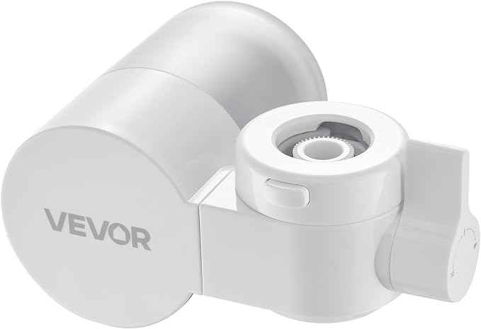VEVOR Faucet Mount Water Filter, Horizontal Water Purifier for Sink Tap, NSF Certified Carbon Fiber Filter, Removes Chlorine Lead with 3 Filters, Fits Most Kitchen or Bathroom Faucets, White - AquaVibe