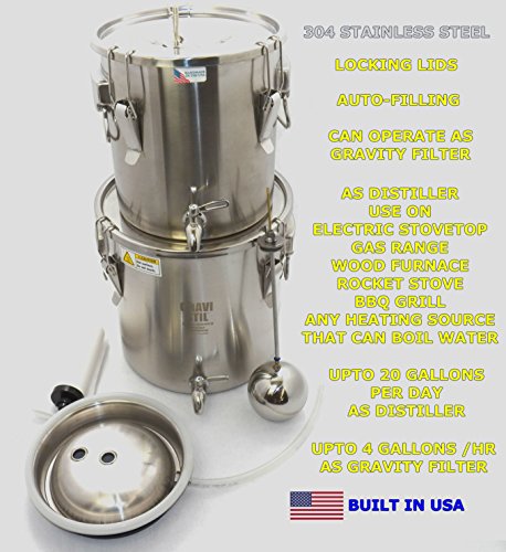 Emergency Survival Water Distiller and Gravity Filter Combination GRAVI