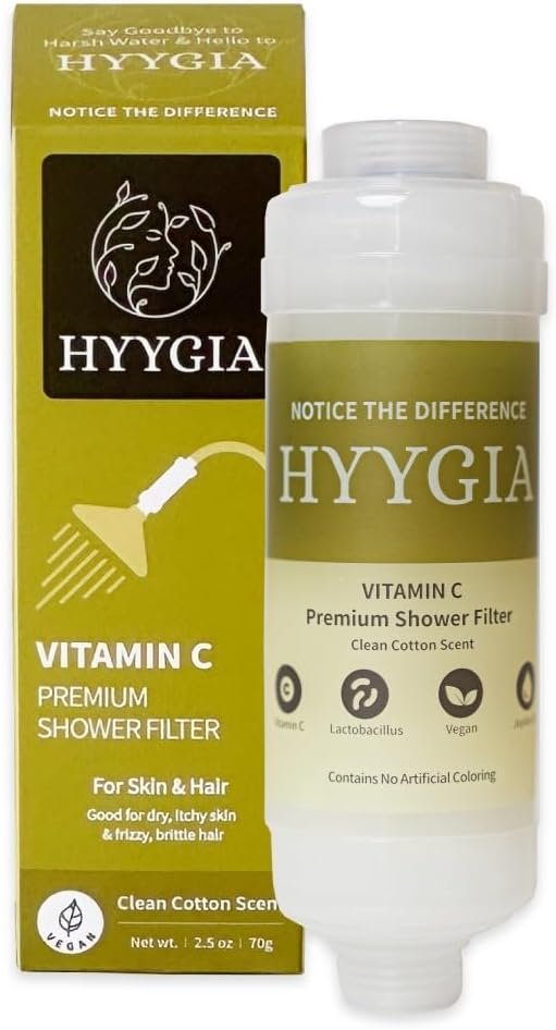 Premium Vitamin C Shower Filter for Hair and Skin - High Output Chlorine Remover & Water Filtration - Reduces Dry Itchy Skin & Frizzy Brittle Hair - Universal Fit (Clean Cotton Scent)