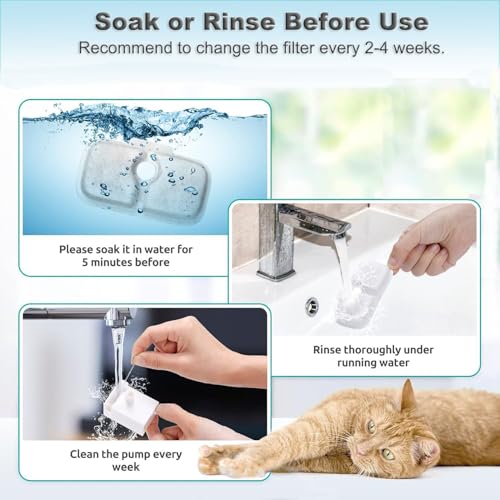 16 Pack Cat Water Fountain Replacement Filter for Petlibro Dockstream Cat Water Fountain (6 Count)