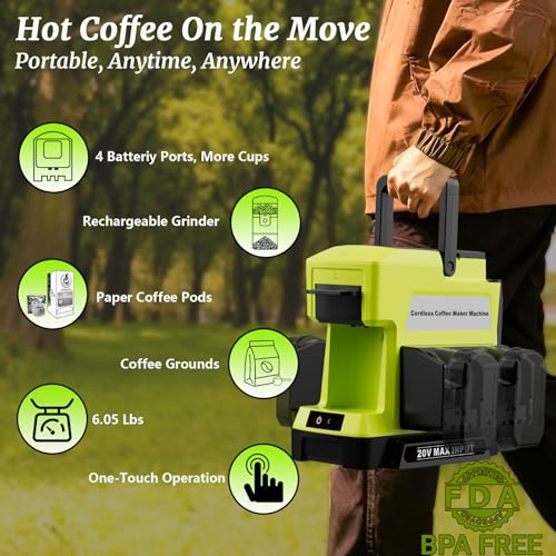 Cordless Coffee Maker for Ryobi 18V Battery