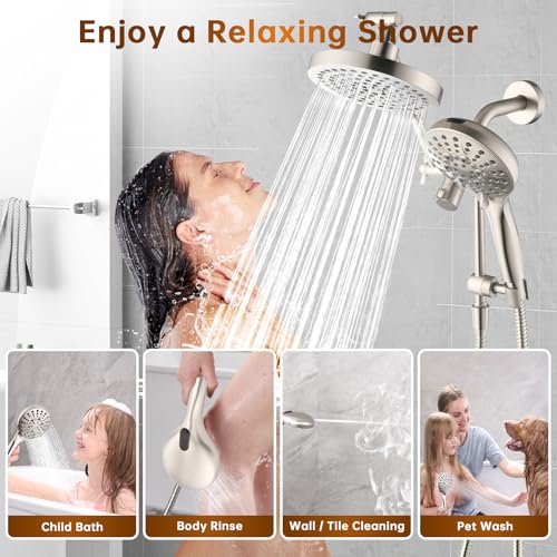 Rain Shower Head with Handheld Spray Built