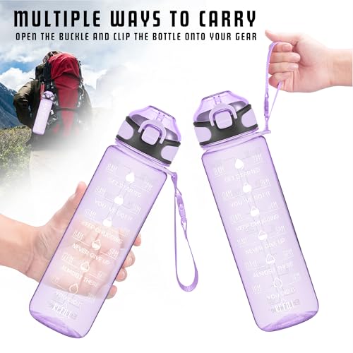 32 oz Water Bottle with Times to Drink and Straw