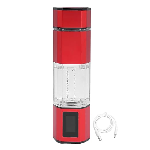 Hydrogen Water Bottle Generator, 250ml 2 Modes Automatic Backwash Mode 5V Hydrogen Water Machine for Fitness Sports Camping (Red)