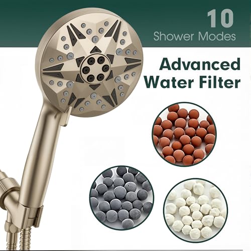 Filtered Brushed Nickel High Pressure Handheld Shower Head