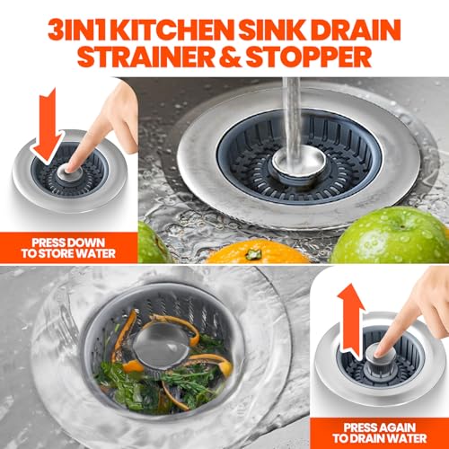 Kitchen Sink Drain Strainer & Sink Stopper (3 Count)