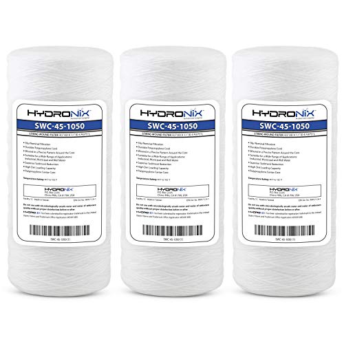 HX-SWC-45-1005/3 Universal Whole House Sediment String Wound Water Filter Cartridge 4.5 inch x 10 inch - 5 micron - 3 Pack, White