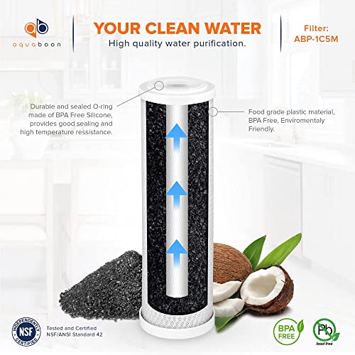 Premium 5 Micron Carbon Block Water Filter 10" x 2.5" (5 Count)