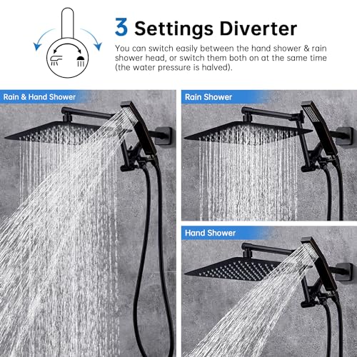 All Metal 12 Inches Rainfall Shower Head with Handheld Combo