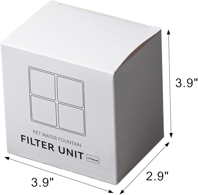 6 Pack Pet Water Fountain Replacement Filters, for 135 oz/4 L Cat Water Fountain Cordless, 6 Months Set of Ultra Quiet Pet Dispenser Stainless Steel, White 6 Count