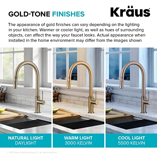 Brushed Gold 17 in Pull Down Kitchen Faucet KPF