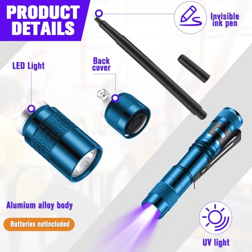 8 Pcs Black Light Markers Set 4 Invisible Ink Pen 4 Mini UV Flashlights Invisible Ink Marker Disappearing Pen for Spy Gadgets Secret Message Gift Party Favors (8 Count)
