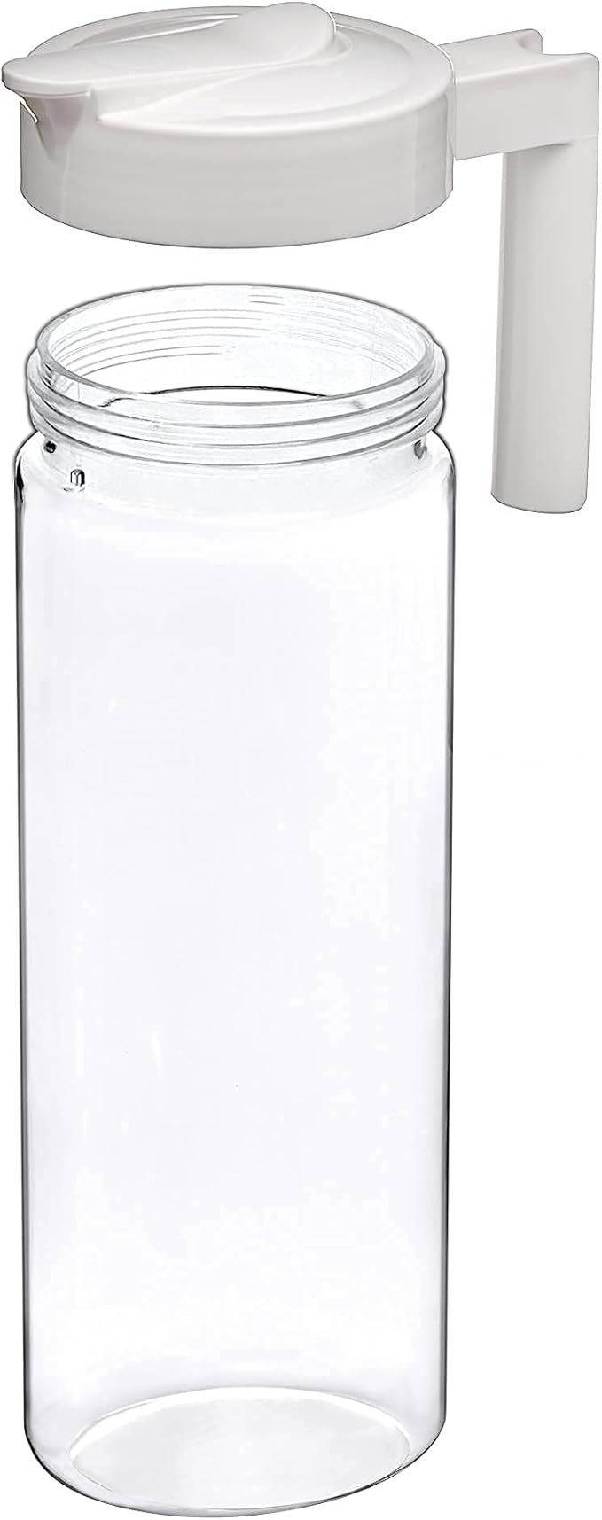 Amazing Abby - Skinny - Tritan Pitcher (64 oz), Unbreakable Plastic Water Pitcher with Lid, BPA-Free, Heat-Resistant, Dishwasher-Safe, Great for Both Iced and Hot Drinks, Indoors and Outdoors, White