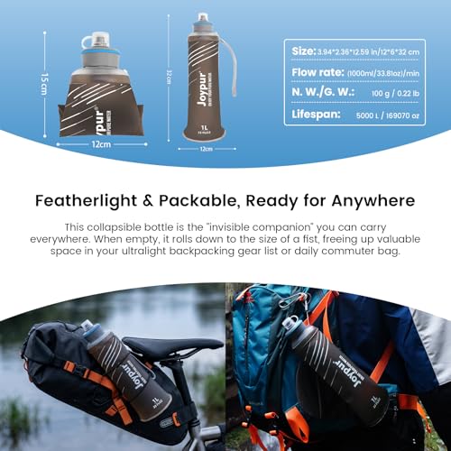 Collapsible Water Filter Bottle with 0.01 Micron Filtration (3 Count)